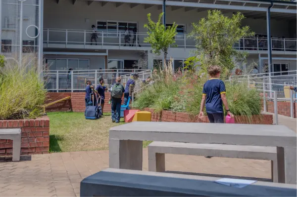 Skye College, the courtyard and terraced classroom block